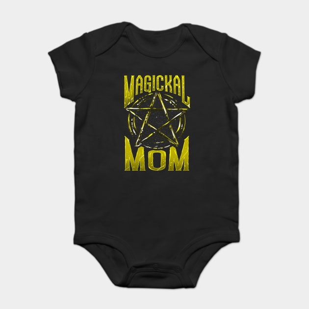 Magical Mom Pentagram Symbol Funny Occult Vintage Halloween Baby Bodysuit by creative